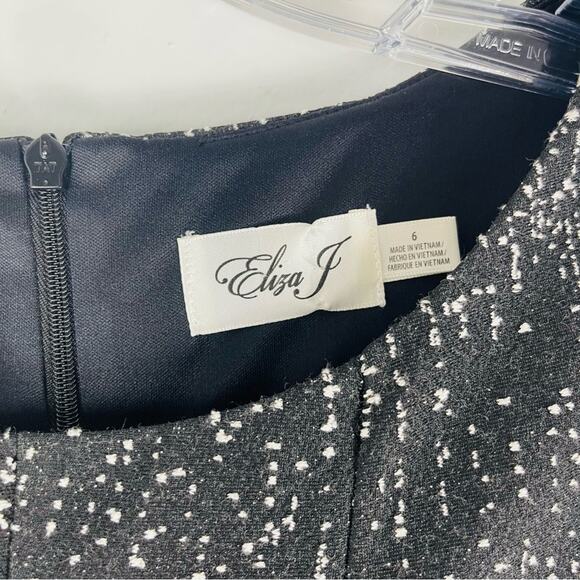 Eliza J grey white speckled ombré evening special event wedding midi dress 6 - Picture 5 of 7